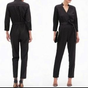 NWT Banana Republic Black White Polka Dot Jumpsuit Waist Tie 2 Suit Work Attire